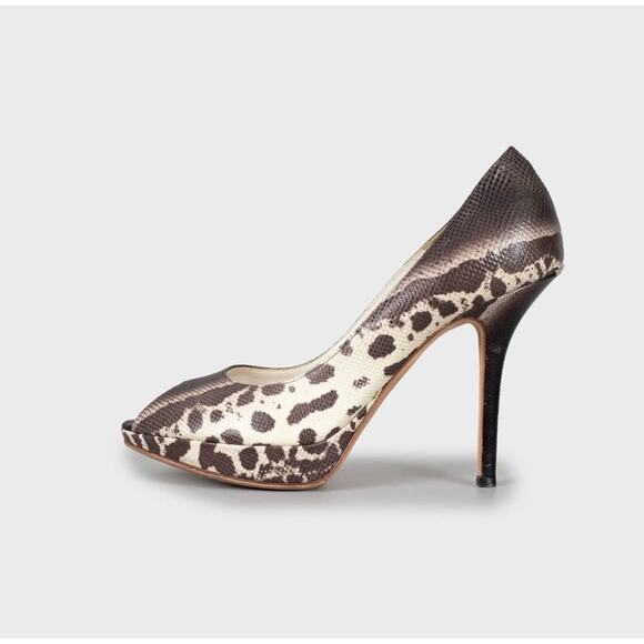 Christian Dior Miss Dior Karung Leather Peep Toe Pumps Sz.38.5